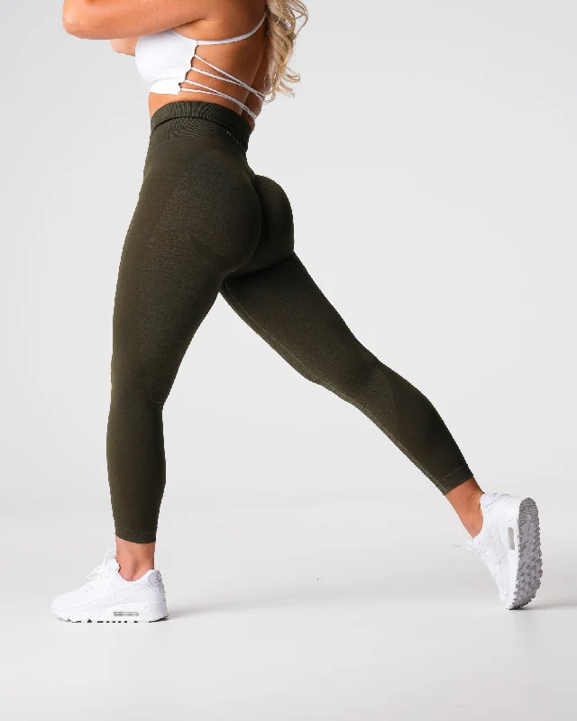 Olive Contour 2.0 Seamless Leggings Fashionable Embroidered Detail Leggings