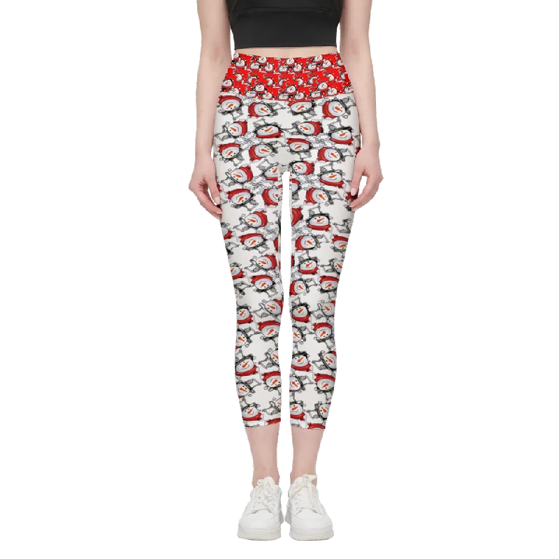 Snow Man's Delight Cloud-Like Women's High-Rise Christmas Leggings Trendy Leather-Look Workout Leggings Snow Man's Delight Cloud-Like Women's High-Rise Christmas Leggings Trendy Leather-Look Workout Leggings