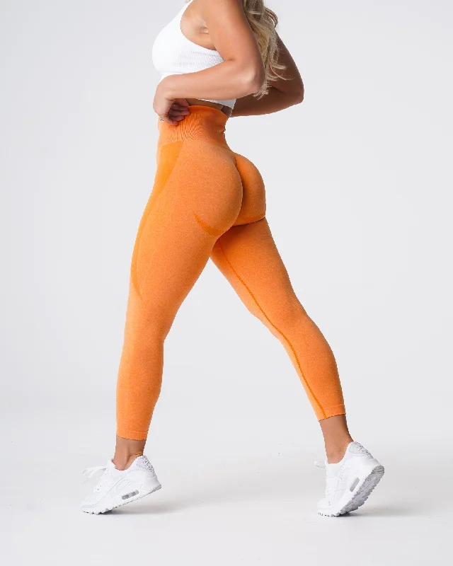 Sunset Orange Contour Seamless Leggings Trendy Activewear Leggings