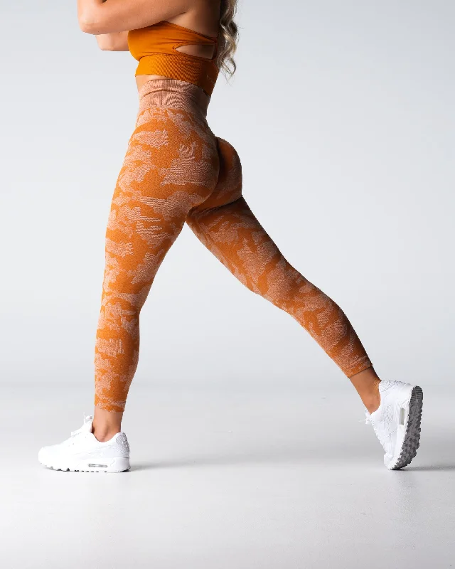 Terracotta Camo Seamless Leggings Cozy Full-Length Workout Leggings
