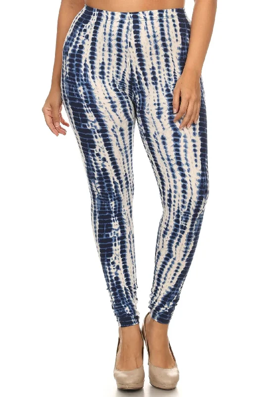 Voluptuous (+) Plus Size Tie Dye Print, Full Length Leggings In A Slim Fitting Style With A Banded High Waist Stylish Yoga Leggings Voluptuous (+) Plus Size Tie Dye Print, Full Length Leggings In A Slim Fitting Style With A Banded High Waist Stylish Yoga Leggings