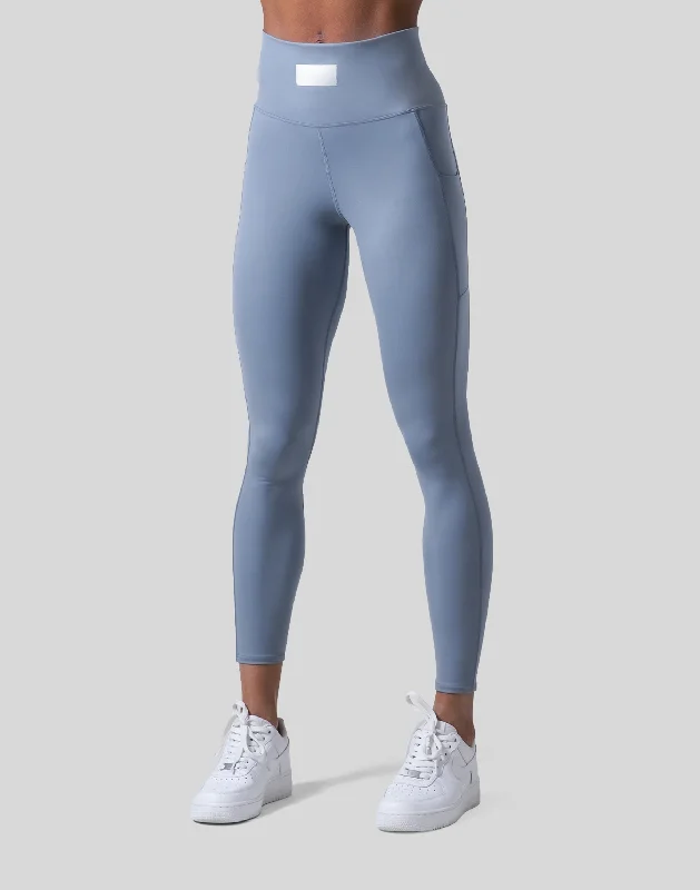 Woven Label Pocket Leggings - L.Blue Elegant Animal Print Leggings