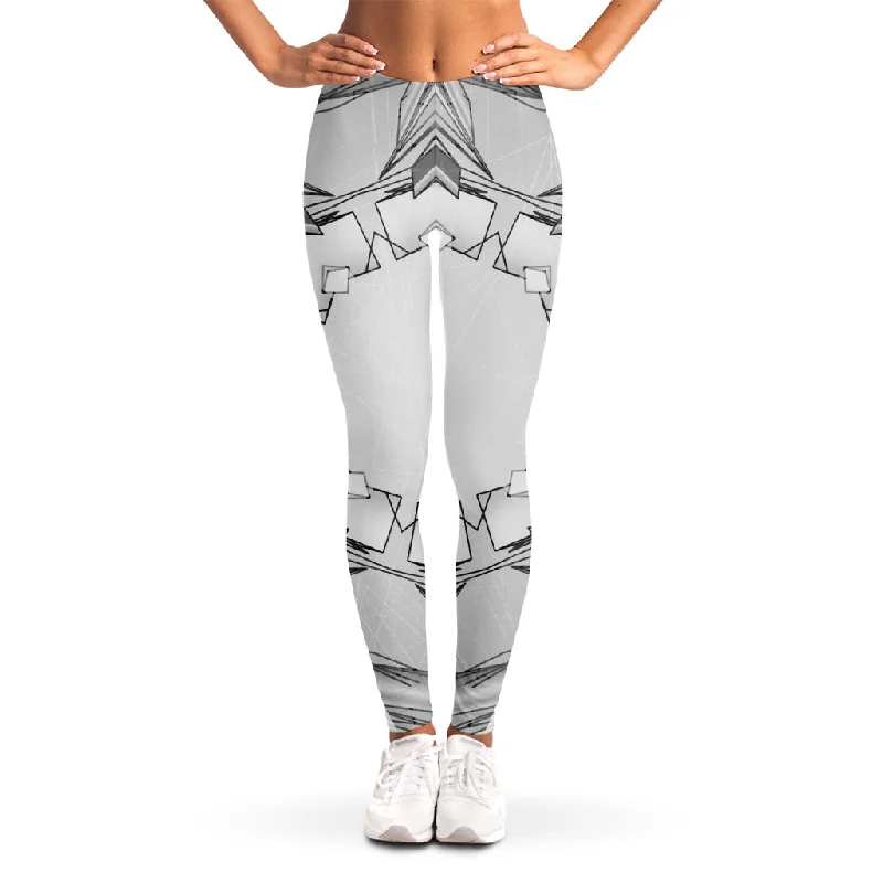 White Kaleidoscope Print Women's Leggings Fashionable Moisture-Wicking Leggings