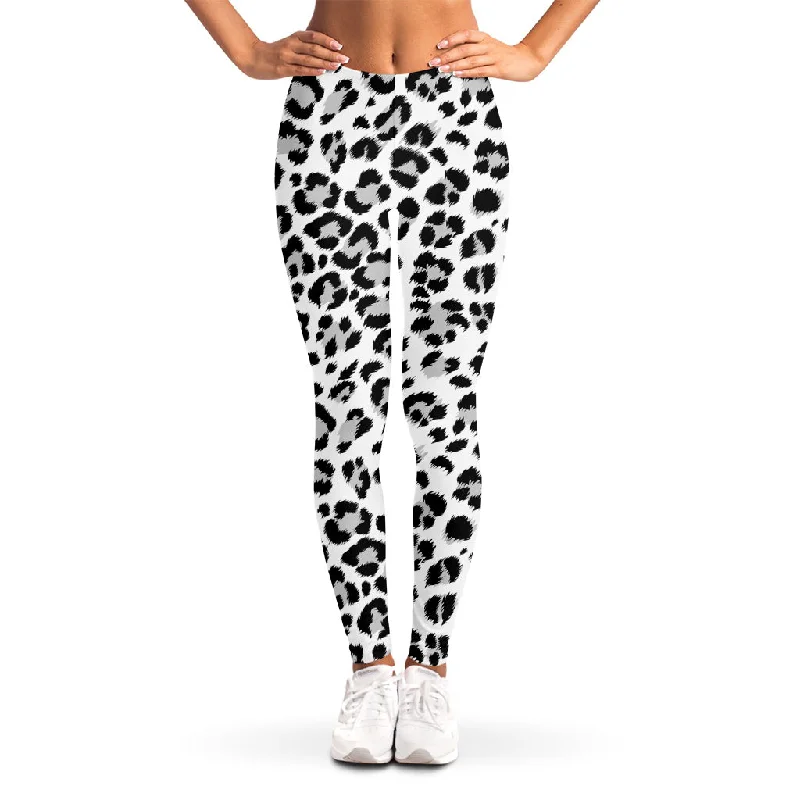 White Leopard Print Women's Leggings Trendy Flared Leggings