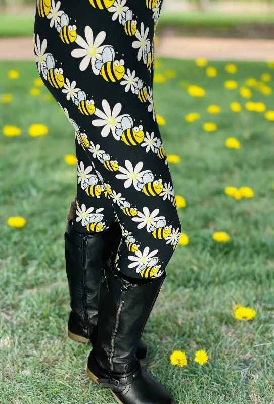 Womens Daisy Bee Leggings, Soft Yoga Pants, Sizes OS/TC, Yoga Waist, Black/Yellow, Exclusive Leggings Trendy Ombre Effect Leggings Womens Daisy Bee Leggings, Soft Yoga Pants, Sizes OS/TC, Yoga Waist, Black/Yellow, Exclusive Leggings Trendy Ombre Effect Leggings