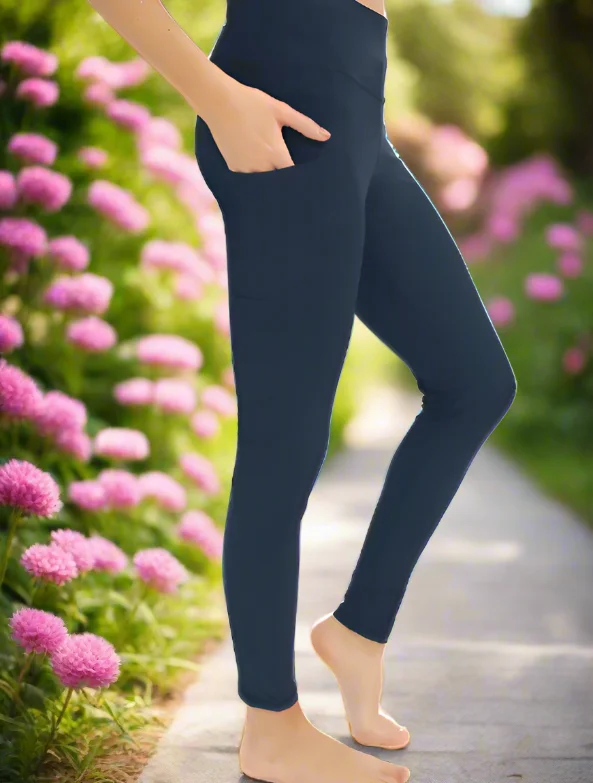 Womens Navy Blue Pocket Leggings, Soft Yoga Pants, Sizes OS/TC, Yoga Waist, Exclusive Leggings Cozy Mid-Rise Workout Leggings Womens Navy Blue Pocket Leggings, Soft Yoga Pants, Sizes OS/TC, Yoga Waist, Exclusive Leggings Cozy Mid-Rise Workout Leggings