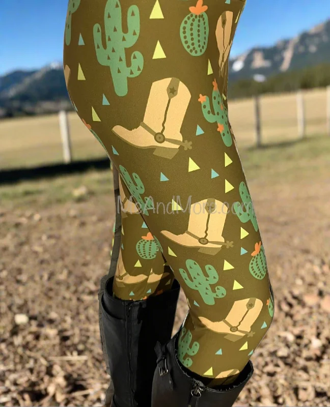 Womens Western Leggings, Cowgirl Boot Cactus Leggings, Soft Yoga Pants, Sizes OS/TC/TC2, Yoga Waist, Brown/Green, Exclusive Leggings Chic Floral Print Leggings Womens Western Leggings, Cowgirl Boot Cactus Leggings, Soft Yoga Pants, Sizes OS/TC/TC2, Yoga Waist, Brown/Green, Exclusive Leggings Chic Floral Print Leggings
