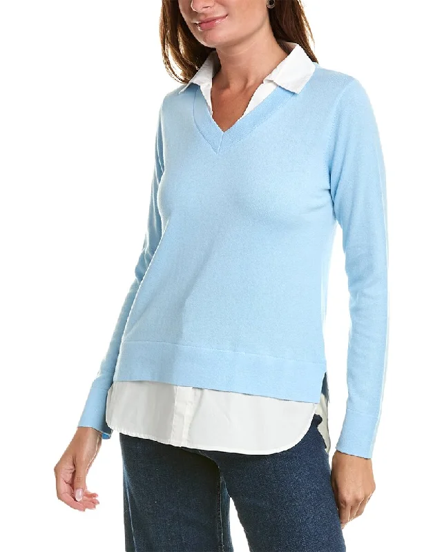 Alashan Cashmere Montage Shirttail Cashmere-Blend Sweater Print Jacquard Patchwork