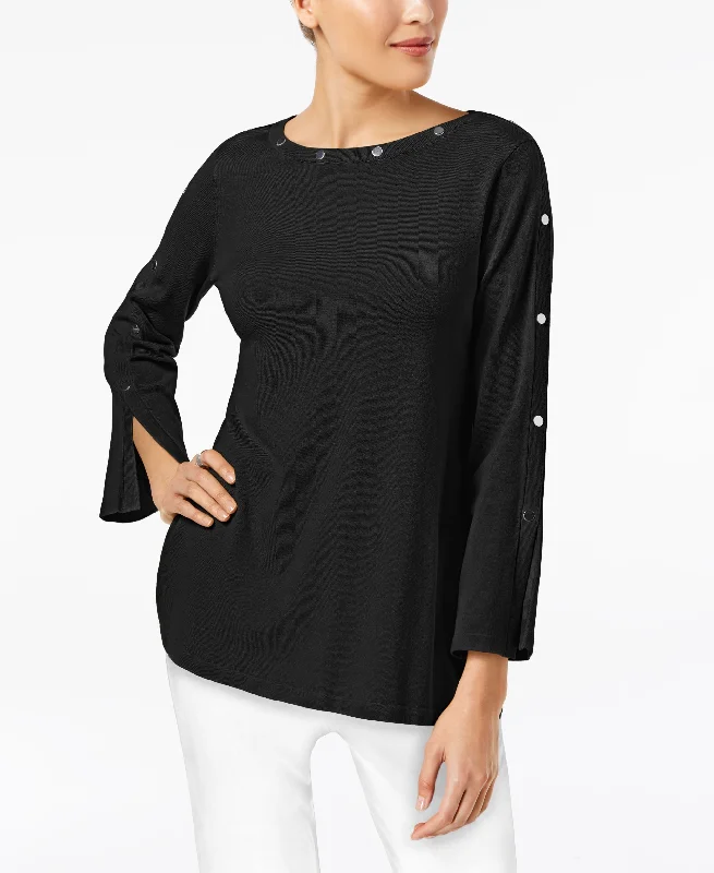 Alfani Petite Studded Long Sleeve Sweater Sequined Glittery Shiny