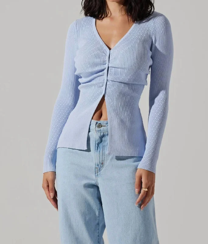 Ansen Sweater In Powder Blue Fleece Sweater Nylon Polyester