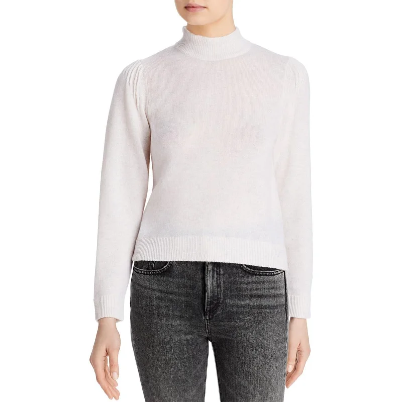 Aqua Womens Cash Pleated Ribbed Trim Mock Sweater Solid Print Embellished