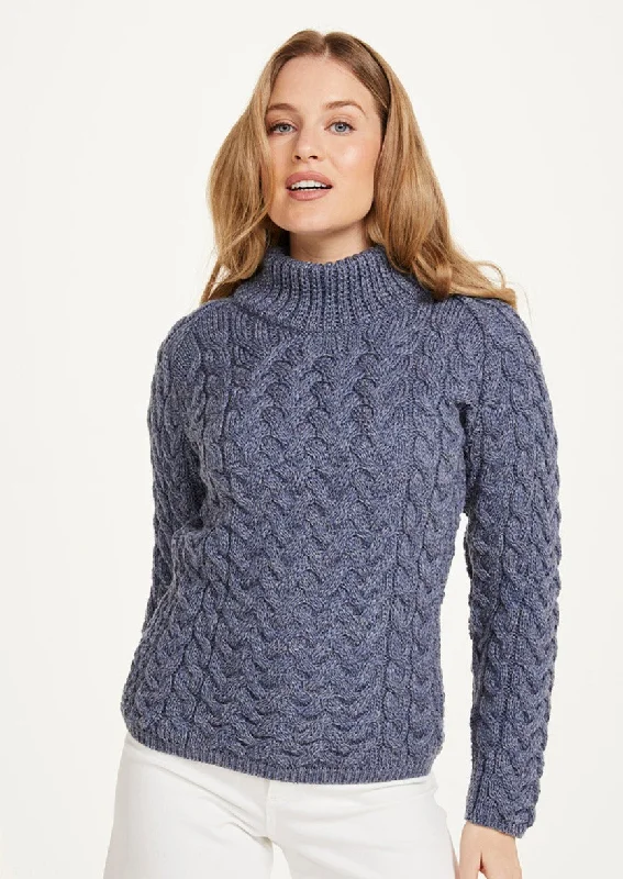 Aran Crew Neck Sweater | Denim Rayon Fabric Velvet Fabric Corduroy Fabric