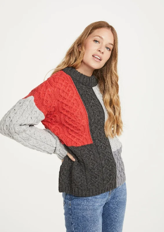 Cobh Aran Patchwork Sweater Slim Fit Regular Fit Oversized