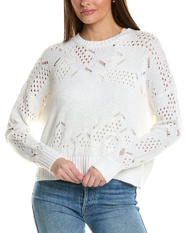 Autumn Cashmere Ladder Stitch Sweater Beaded Sweater Sequined Faux Fur