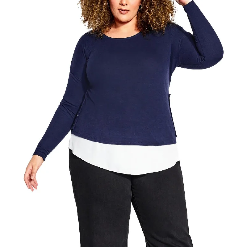 Avenue Womens Plus Knit Long Sleeves Tunic Sweater Soft Cozy Warm