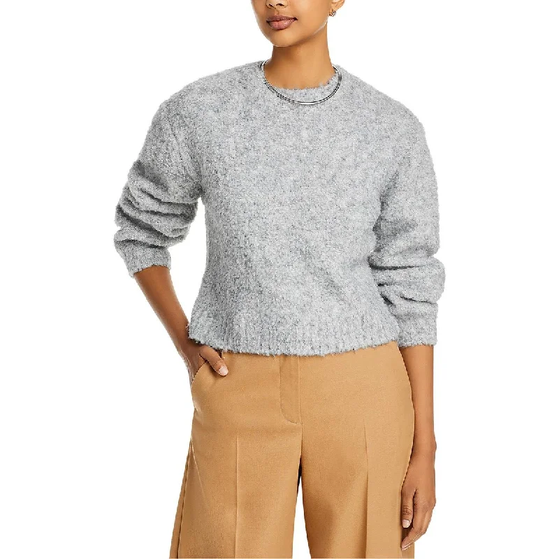 Bella Dahl Womens Wool Blend Ribbed Trim Crewneck Sweater Zippered Front Buttoned Front Snap Front