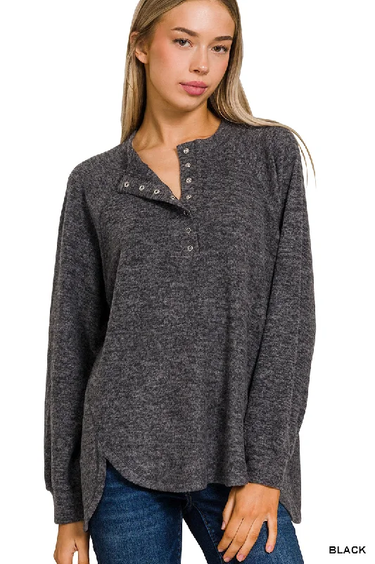 Black Melange Button Sweater Beaded Sweater Sequined Faux Fur