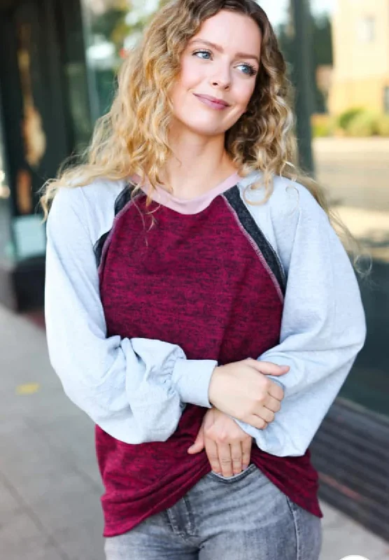 Burgundy stitch sweater Iron Safe Non-Iron Wrinkle Free