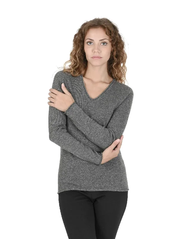 Crown of Edinburgh Cashmere Women's Cashmere V-Neck Sweater for Women in Grey - 44 EU Satin Fabric Silk Fabric Chiffon Fabric Crown of Edinburgh Cashmere Women's Cashmere V-Neck Sweater for Women in Grey - 44 EU Satin Fabric Silk Fabric Chiffon Fabric