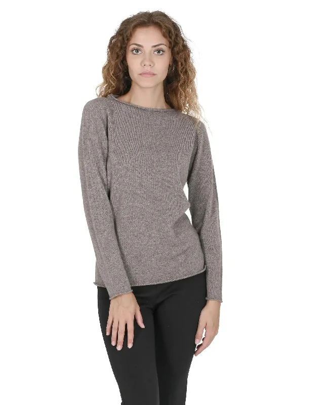 Crown of Edinburgh Cashmere Women's Cashmere Boatneck Sweater in Taupe - M Graphic Sweater Embroidered Appliqued Crown of Edinburgh Cashmere Women's Cashmere Boatneck Sweater in Taupe - M Graphic Sweater Embroidered Appliqued