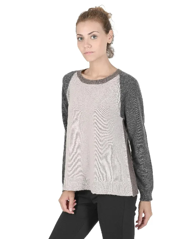 Crown of Edinburgh Premium Cashmere Women Round Neck Sweater COE0016 - 42 EU Elegant Classic Vintage Crown of Edinburgh Premium Cashmere Women Round Neck Sweater COE0016 - 42 EU Elegant Classic Vintage