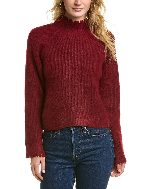 Favorite Daughter The Oma Wool-Blend Sweater Mesh Sweater Canvas Denim