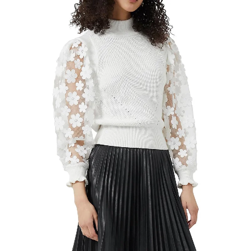 French Connection Womens Juri Cotton Applique Mock Turtleneck Sweater Welt Pockets Slit Pockets Flap Pockets French Connection Womens Juri Cotton Applique Mock Turtleneck Sweater Welt Pockets Slit Pockets Flap Pockets