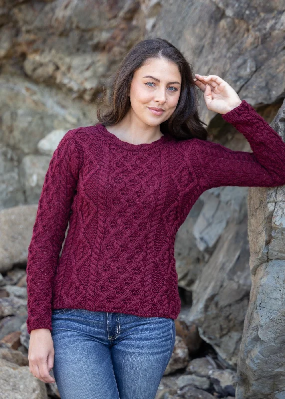 Women's Lambay Aran Sweater | Claret Terry Terry Cloth Terry Knit