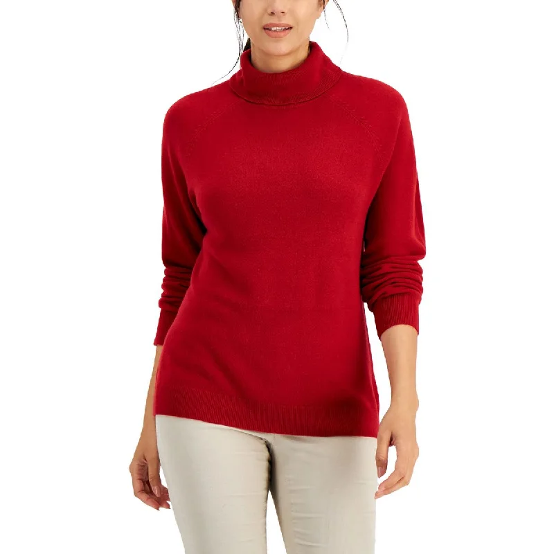 Karen Scott Womens Ribbed Trim Long Sleeve Turtleneck Sweater Silk Blend Satin Velvet Karen Scott Womens Ribbed Trim Long Sleeve Turtleneck Sweater Silk Blend Satin Velvet