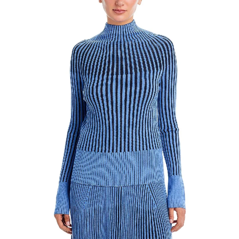 Lafayette 148 New York Womens    Ribbed Long Sleeve Funnel-Neck Sweater Fitted Loose Oversized