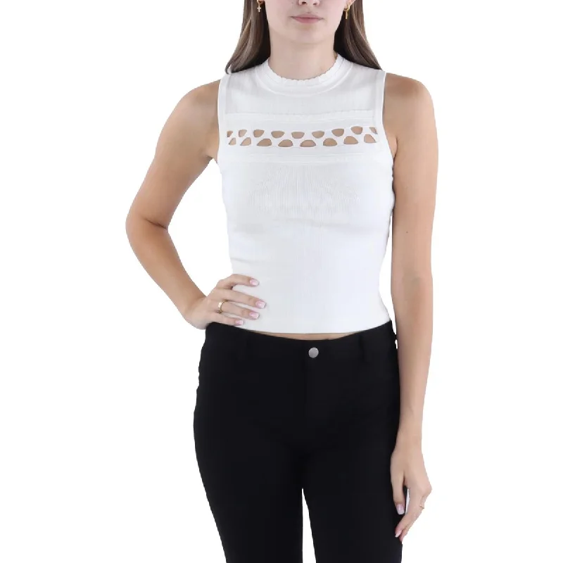 Marciano Womens Lucca Cut-Out Scalloped Tank Top Sweater Solid Color Striped Floral Print Marciano Womens Lucca Cut-Out Scalloped Tank Top Sweater Solid Color Striped Floral Print