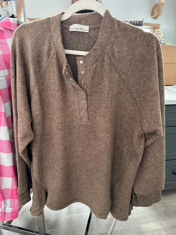 Mocha Melange Button Sweater Handmade Hand-knitted Hand-woven
