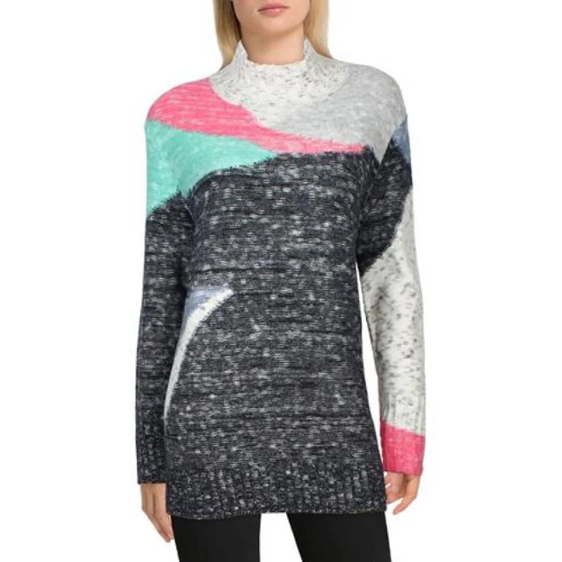 Nic + Zoe Womens Marled Long Sleeve Mock Turtleneck Sweater Thin Thick Dense