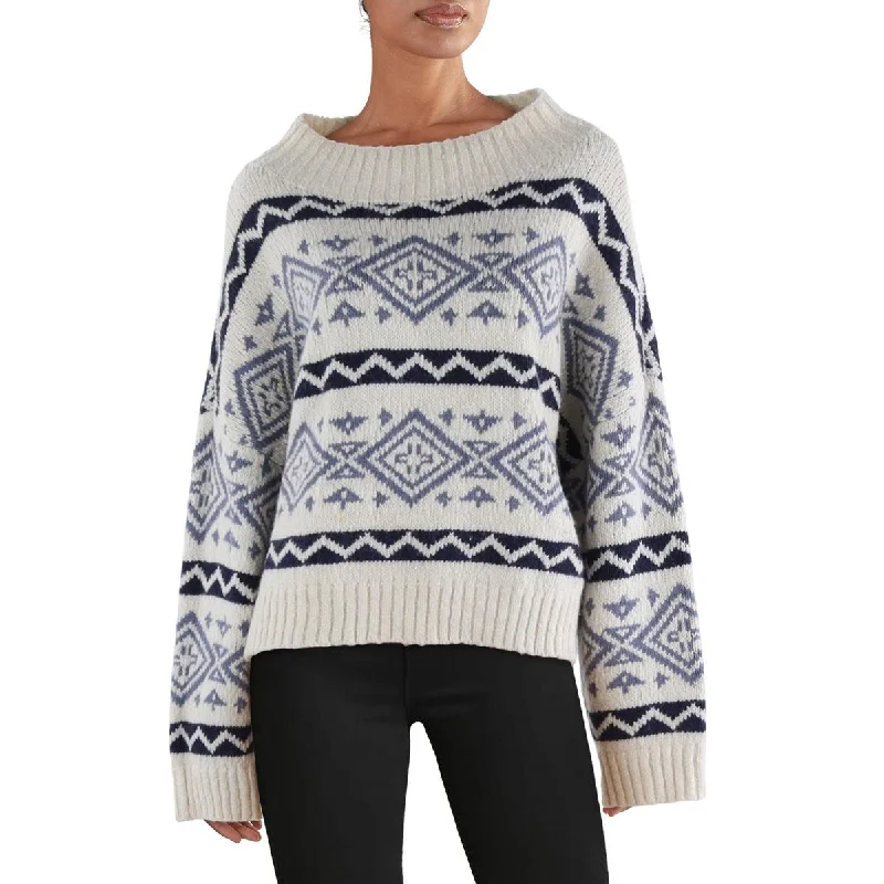 Polo Ralph Lauren Womens Wool Fair Isle Mock Turtleneck Sweater Terry Blend Velvet Blend Canvas Blend