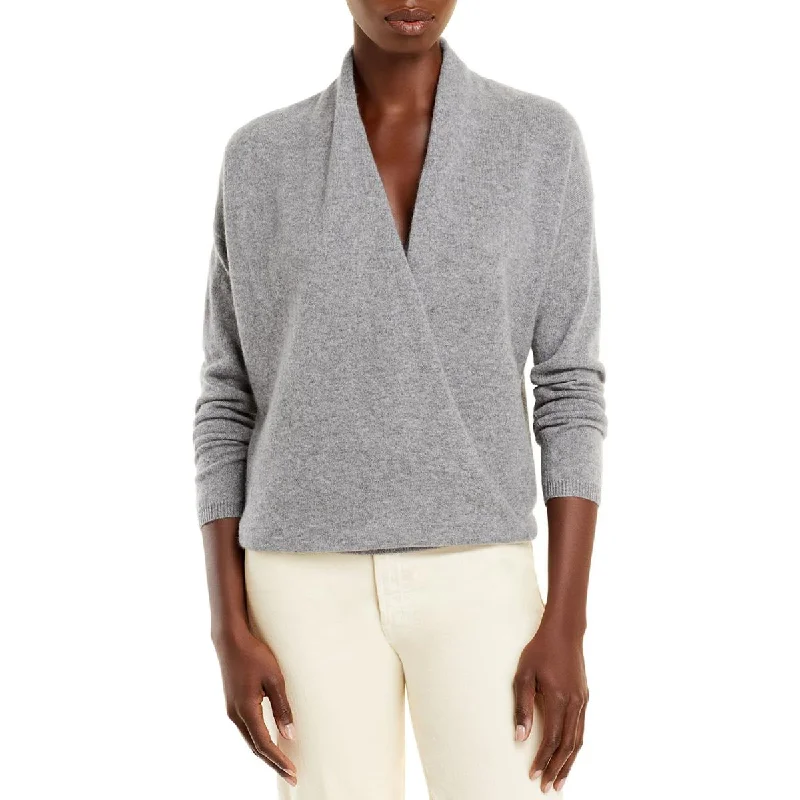 Private Label Womens Cashmere Marled Wrap Sweater Solid Color Striped Floral Print