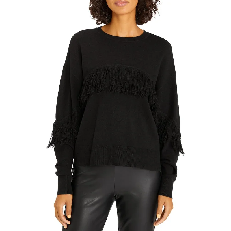 Sanctuary Womens Social Hour Ribbed Trim Knit Crewneck Sweater Oversized Loose Flowy Sanctuary Womens Social Hour Ribbed Trim Knit Crewneck Sweater Oversized Loose Flowy