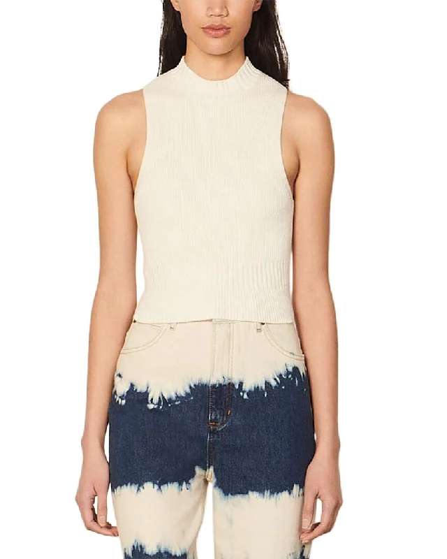 Sandro Long Sleeve Sweater Transparent Opaque Sheer