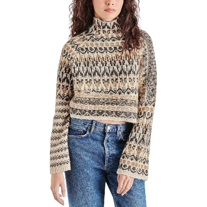 Steve Madden Womens Indie Wool Blend Fair Isle Mock Turtleneck Sweater Handmade Hand-knitted Hand-woven Steve Madden Womens Indie Wool Blend Fair Isle Mock Turtleneck Sweater Handmade Hand-knitted Hand-woven