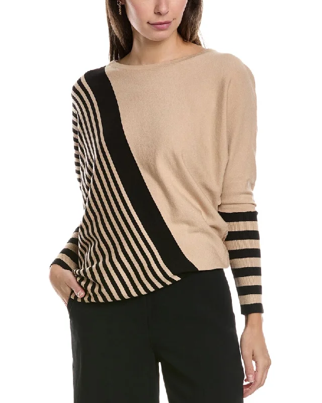 T Tahari Dolman Sleeve Sweater Toggled Drawstring Belted