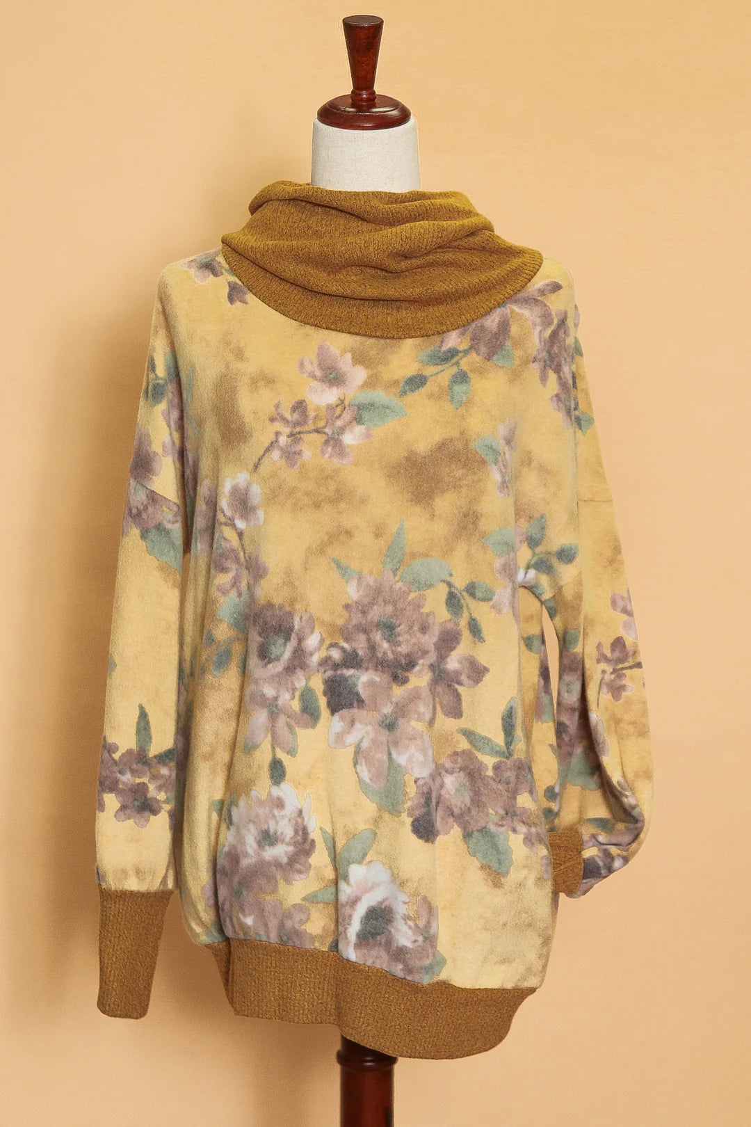Vintage Floral Cowl Sweater Satin Fabric Silk Fabric Chiffon Fabric