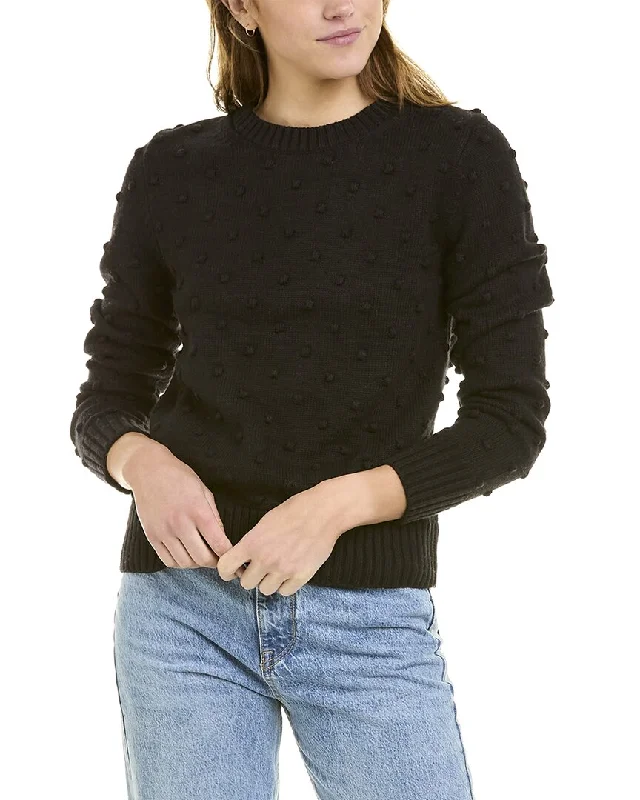 White + Warren Bobble Wool-Blend Sweater Turtle Neck Boat Neck Asymmetrical Neck