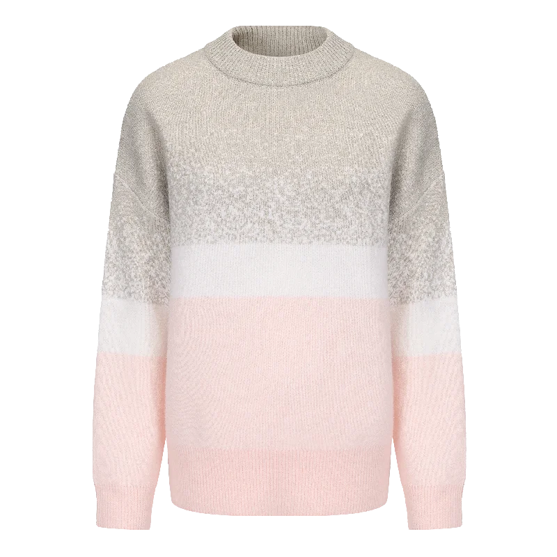 Women's Crew Neck Gradient Knitted Sweater Mesh Fabric Canvas Fabric Denim Fabric
