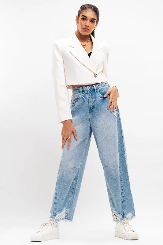 Light Blue Ablaze Baggy Balloon Jeans Elegant High-Waisted Flared Jeans