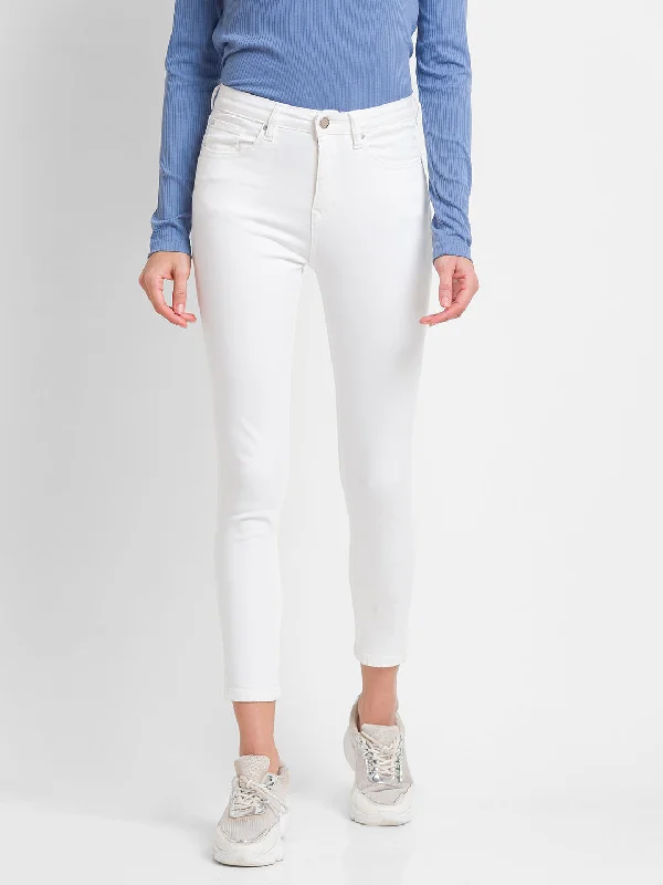 Spykar White Lycra Super Skinny Ankle Length Jeans For Women (Alexa) Chic Double Waistband Jeans Spykar White Lycra Super Skinny Ankle Length Jeans For Women (Alexa) Chic Double Waistband Jeans