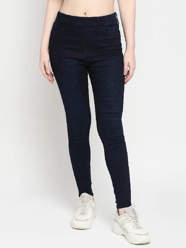 Spykar Dark Blue Lycra Super Skinny Ankle Length Jeans For Women (Alexa) Fashionable Mom Jeans