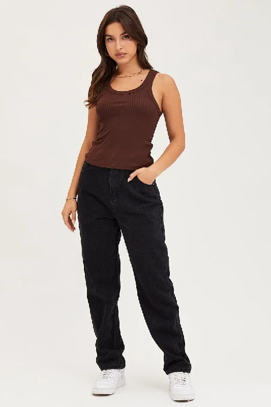 Black Paperbag Denim Jeans High Rise Stylish Bootcut Denim Jeans
