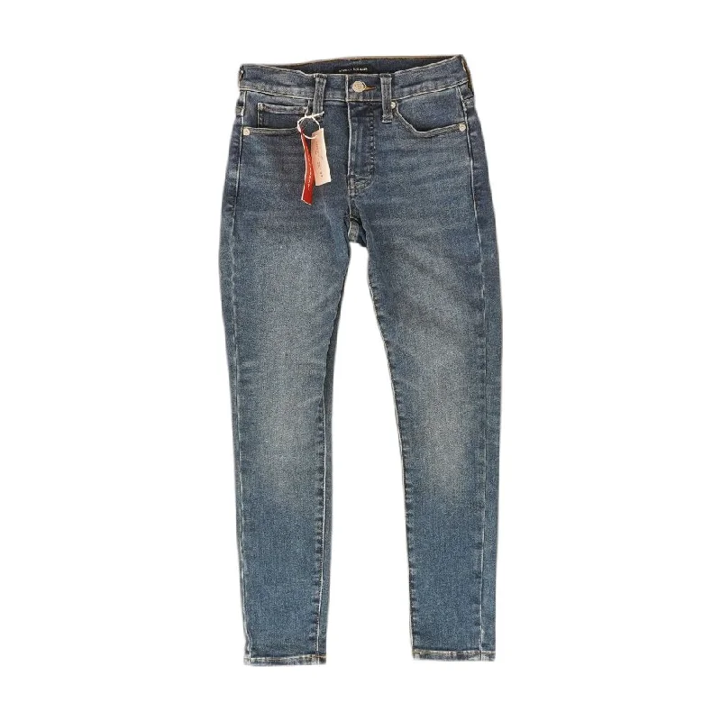 Blue Solid High Rise Skinny Leg Jeans Casual Loose Fit Jeans