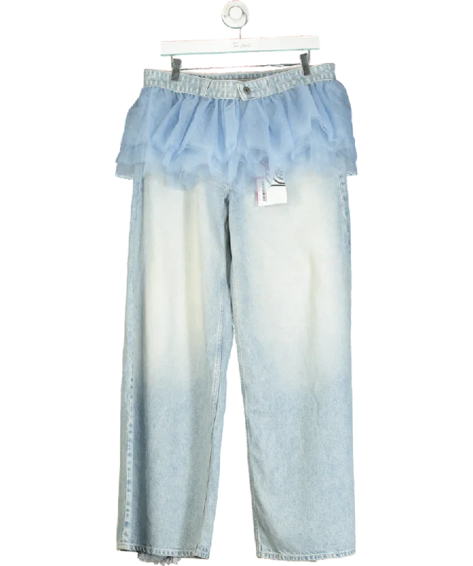 Cheap Monday Blue Poser Jeans With Detachable Tutu Belt W29 Fashionable Straight Fit Denim