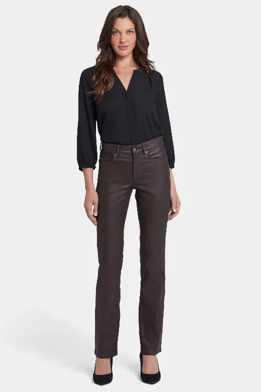 Coated Marilyn Straight Jeans In Petite - Coffee Bean Coated Comfortable Dark Wash Jeans Coated Marilyn Straight Jeans In Petite - Coffee Bean Coated Comfortable Dark Wash Jeans