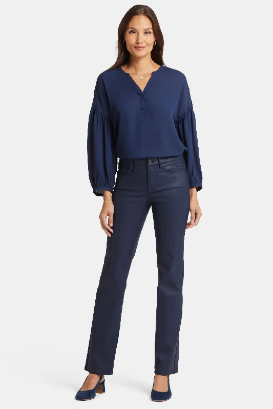 Coated Marilyn Straight Jeans In Petite - Starless Sky Coated Chic Faded Blue Jeans